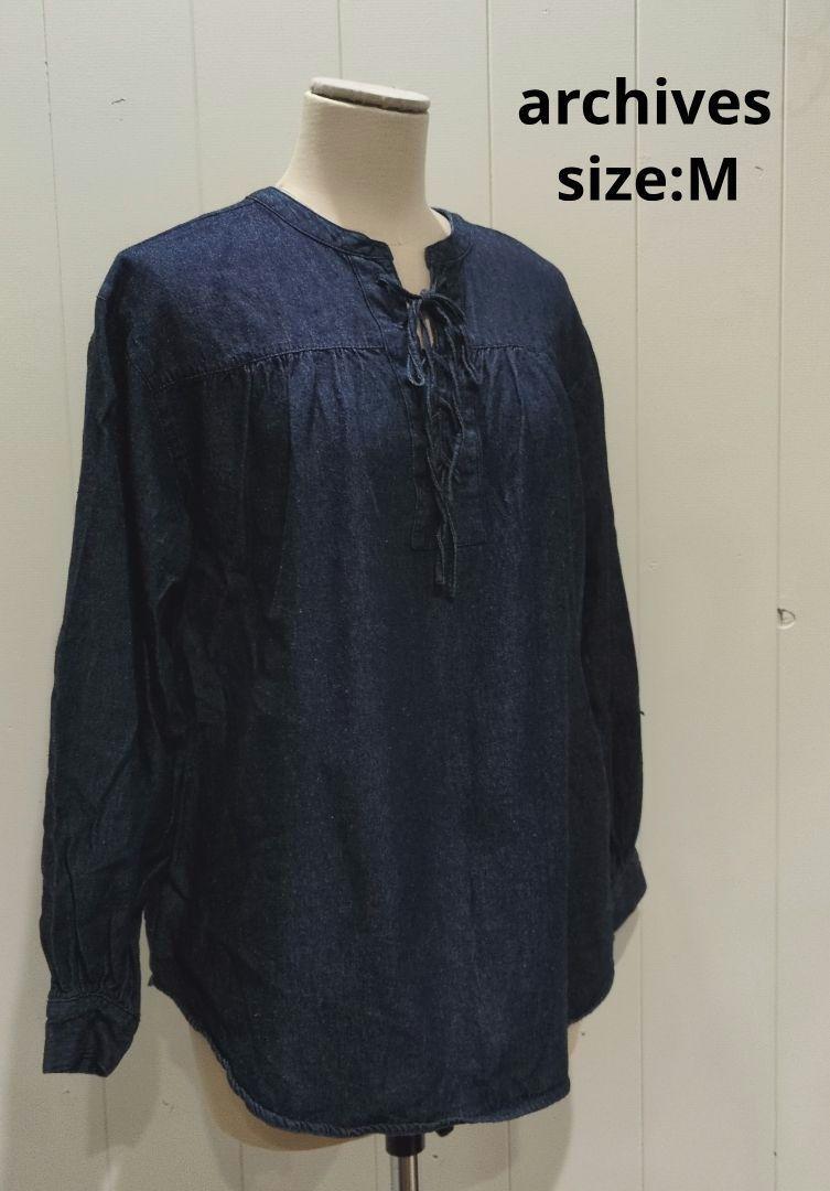 アルシーヴ archives レースアップ デニム シャツ プルオーバー M拍卖