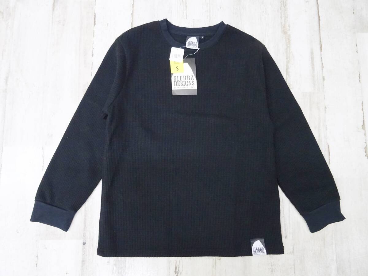 H-044-4 新品 SIERRA DESIGNS シエラデザイン【S】ブラック サーマルカットソー ワッフル メンズ 長袖 トップス 男女兼用拍卖