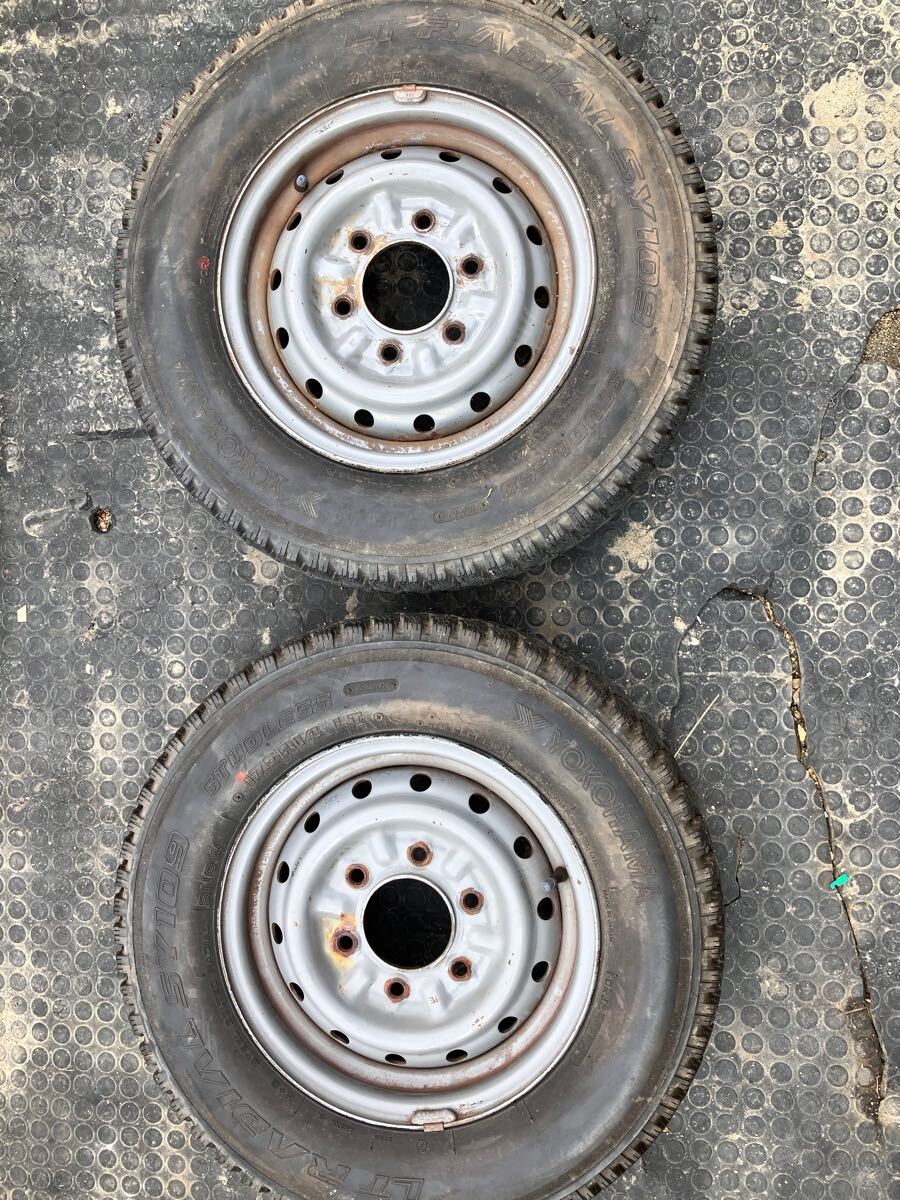 2本 175R14 LT 6PR スタッドレス 4.5J 鉄ホイール付き 溝多い PCD139.7 6H 175/80R15にも拍卖