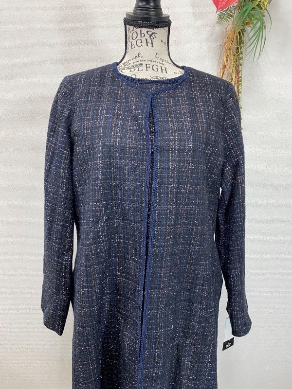 3272 【 SANS FIN COORDINATE 】セットアップ/ロングコート・ワンピース サイズ:17AR 色:ラメ入りネイビー拍卖