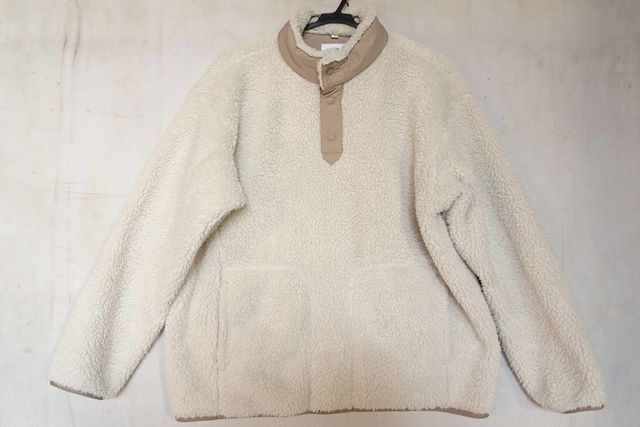UNIQLO/ユニクロ/341-443221/フリースオーバーサイズプルオーバー/長袖/White Mountaineering/首ぐりボタン/オフホワイト/Lサイズ(12/3R)拍卖