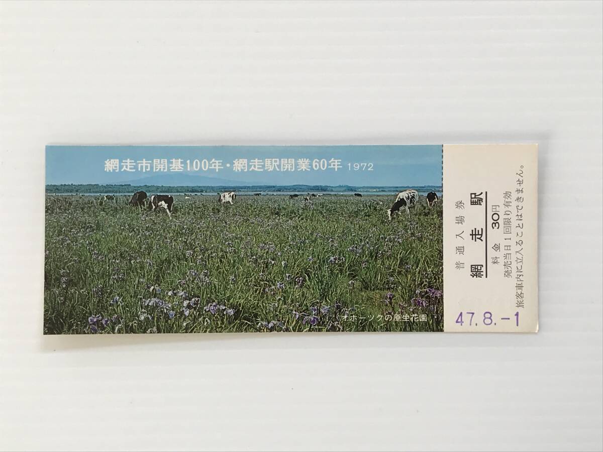昔の切符 記念切符 網走市開基100年 網走駅開業60年 1972年 旭川鉄道管理局 普通入場券 網走駅  HF6320   くるり岸田繁拍卖