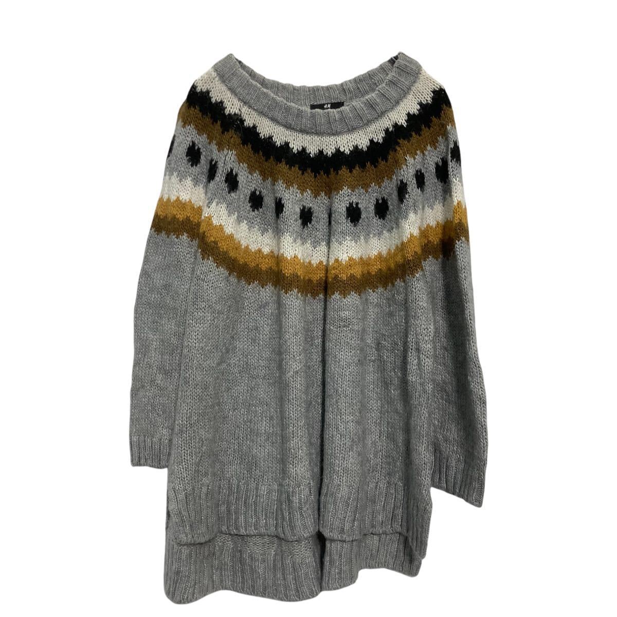 H&M ウール混紡 ニット セーター レディース L ライトグレー ブラウン マスタードイエロー 古着卸 アメリカ仕入 a612-6456拍卖