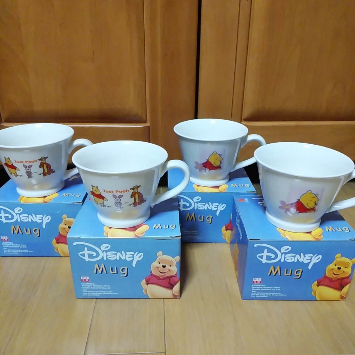 4個 くまのプーさん マグカップ 箱入り ディズニーカップ C拍卖