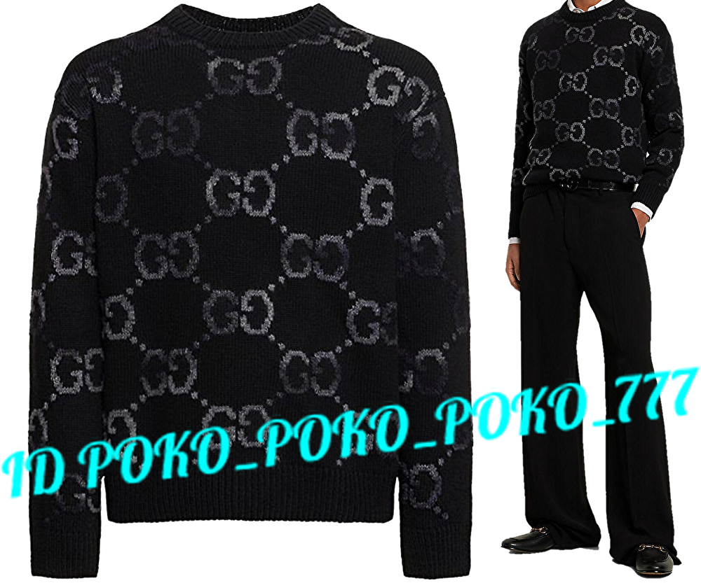 即決 最新作 定価21万円 GUCCI グッチ GG インターシャ ウール セーター クリーニング済み ゆうパック送料無料拍卖