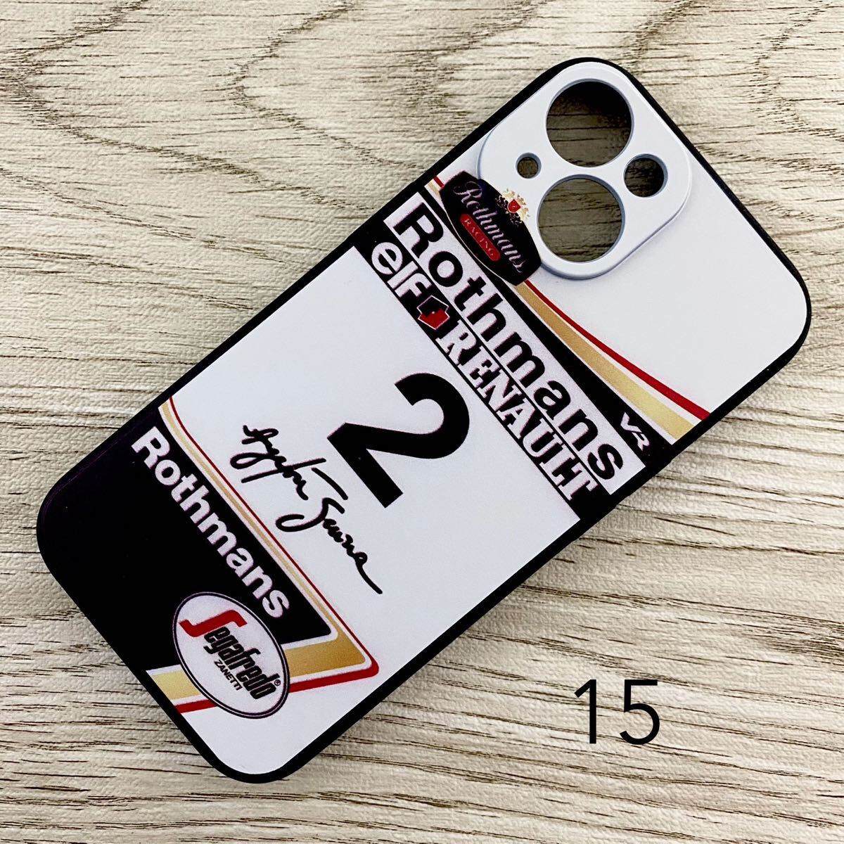 アイルトン・セナ マシン デザイン iPhone 15 ケース F1 ウィリアムズ ルノー FW16 ロスマンズ カラー スマホ拍卖