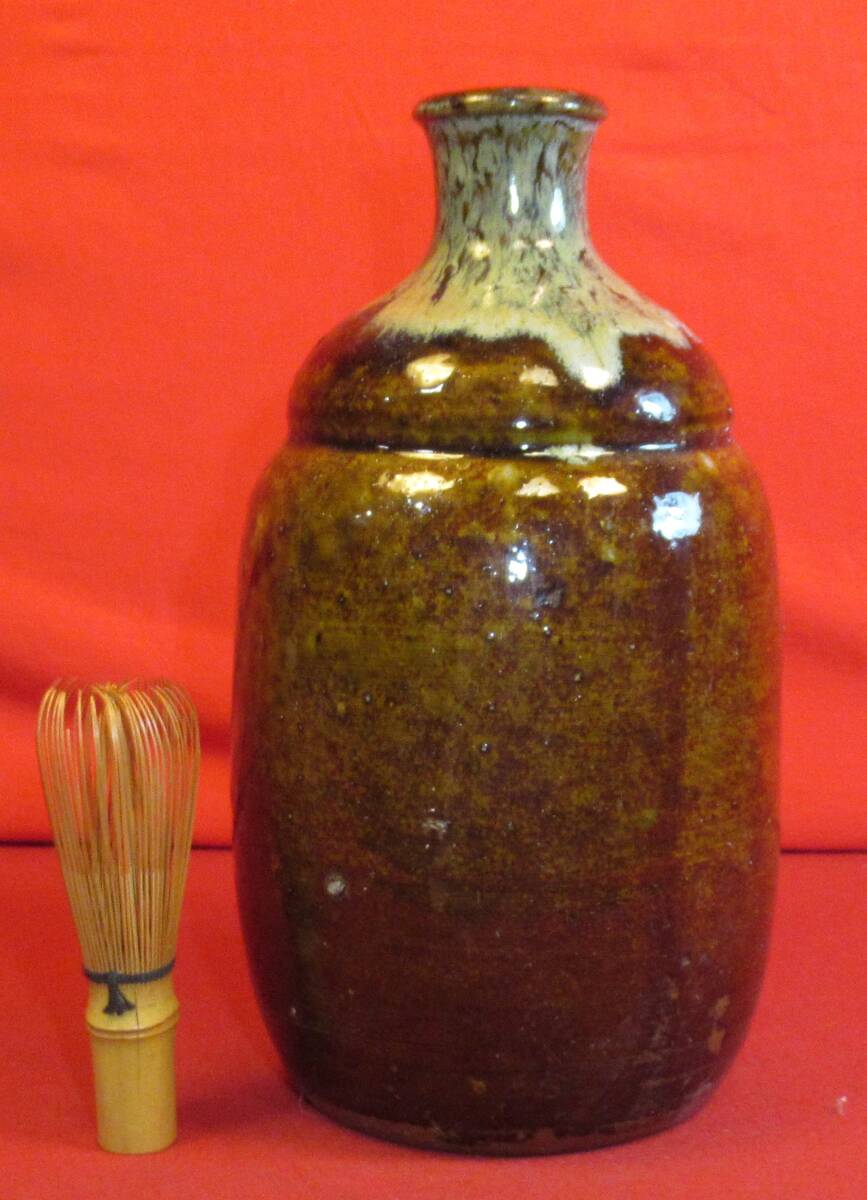 古唐津焼『飴釉 瓢型 大徳利(高25cm)』①酒徳利 通い徳利 時代徳利 小代 古武雄 二川 江戸期拍卖