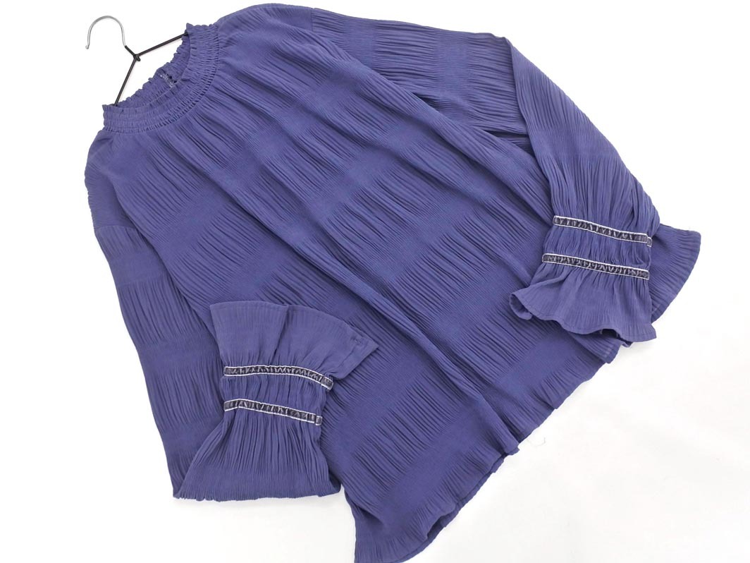 ネコポスOK Heather ヘザー プリーツ フレアスリーブ カットソー sizeF/サックス ■◇ ☆ ela5 レディース拍卖