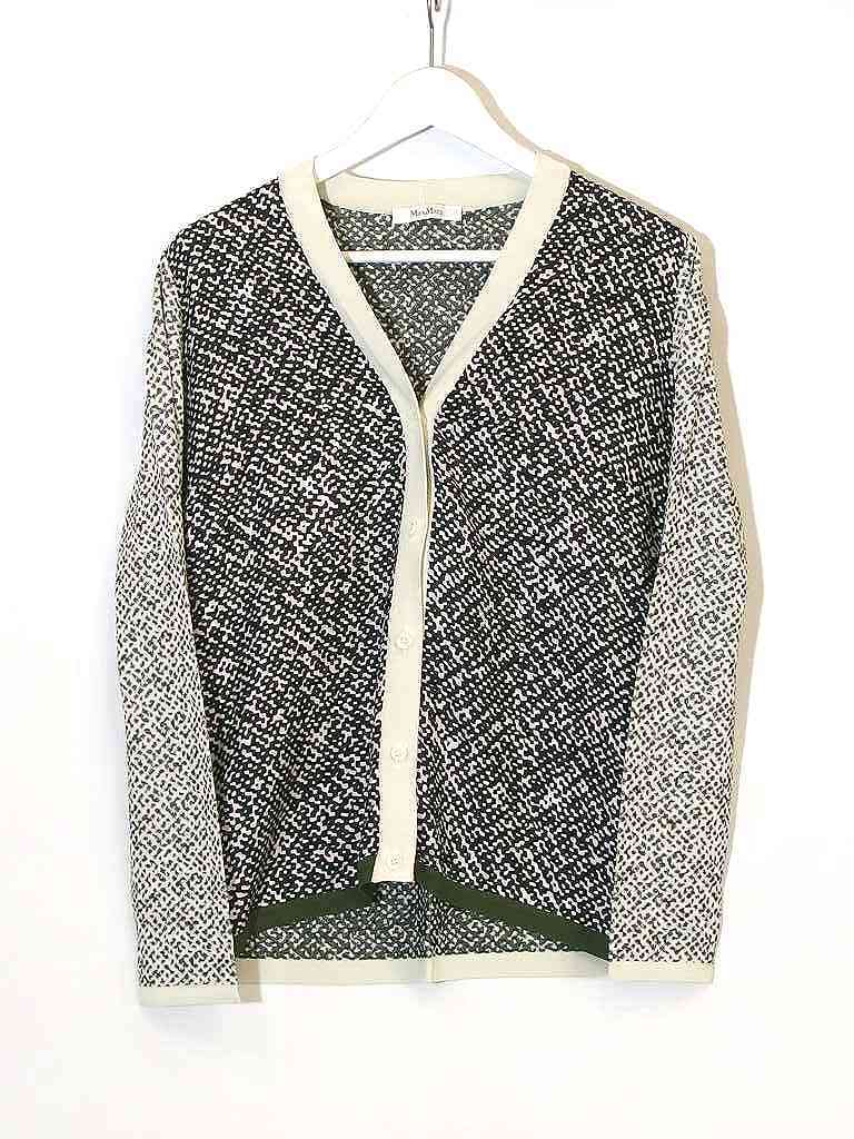 未使用品!マックスマーラ MAX MARA カーディガン マルチ総柄 レーヨン素材 新品タグなし 未使用品 S 白/黒 kz4822217780拍卖
