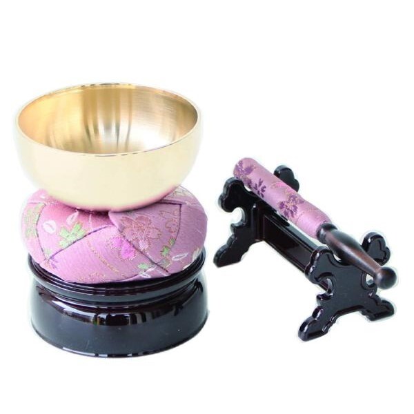 ミニ仏壇 お鈴 5点セット 座布団 おりん 台 (桜) ミニ仏具拍卖