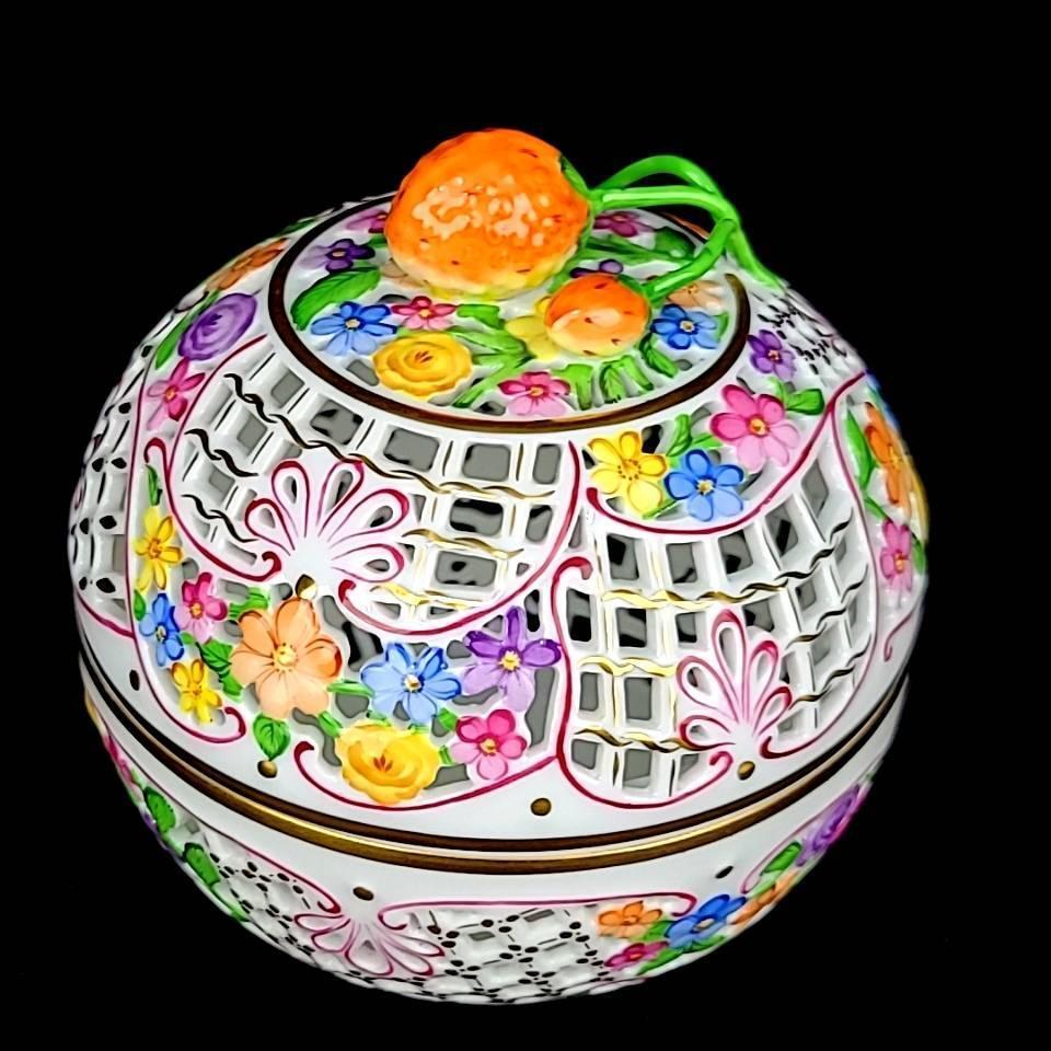 ◆美品◆ヘレンド HEREND ファンタジー 透かしボンボン入れ 透かし ボンボニエール拍卖