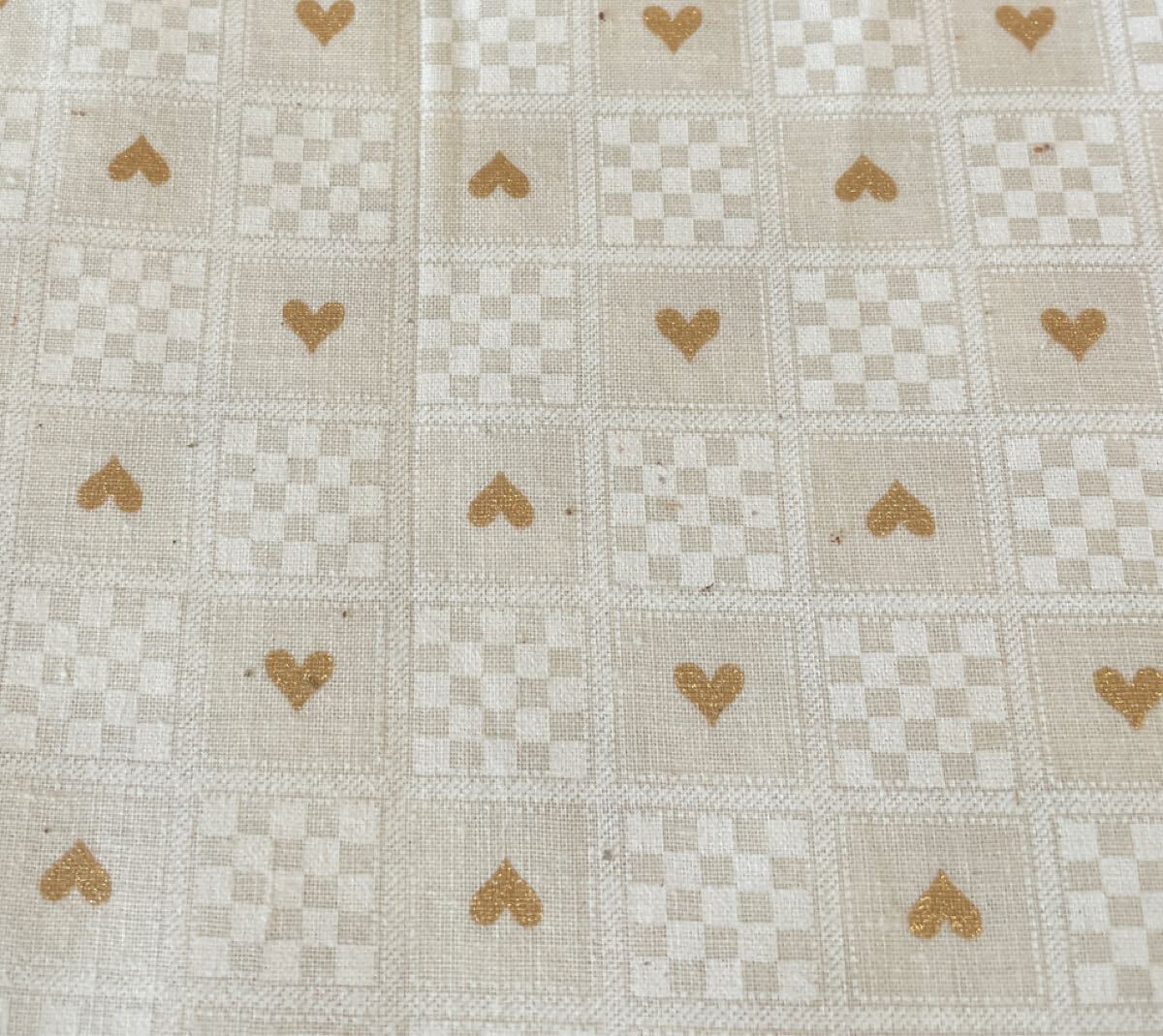 【S19】クリスマス 生地はぎれ 生成り アイボリー ハート パッチワーク クリスマスキルト拍卖