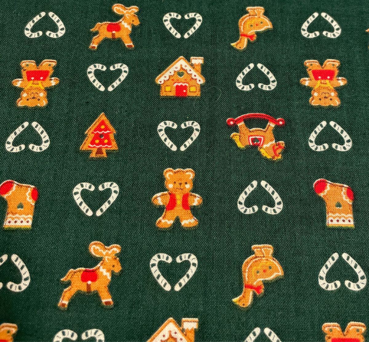 【M39】クリスマス 生地はぎれ くま ハート グリーン クッキー クリスマスキルト パッチワーク拍卖