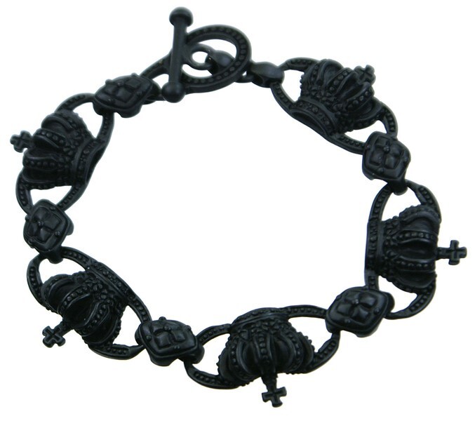 マンテル T字バー 長さ20cm メンズ 男性用 ブレスレット バングル クラウンモチーフ 人気 アクセサリー ブラック拍卖