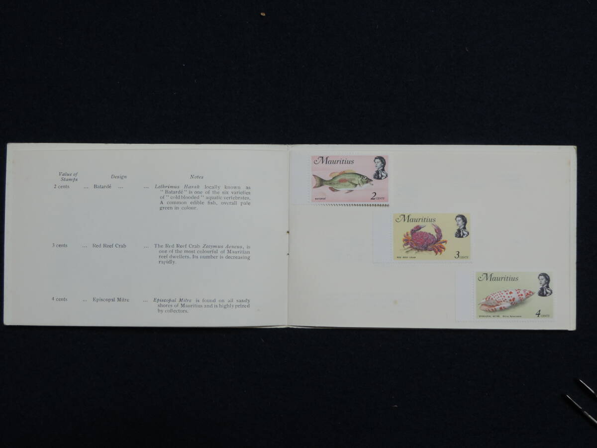 【夢オク】外国切手 モーリシャス 1969年発行 海洋生物 魚 カニ 貝 海の生物切手 18種完 未使用 シリーズ貼り込み 拍卖