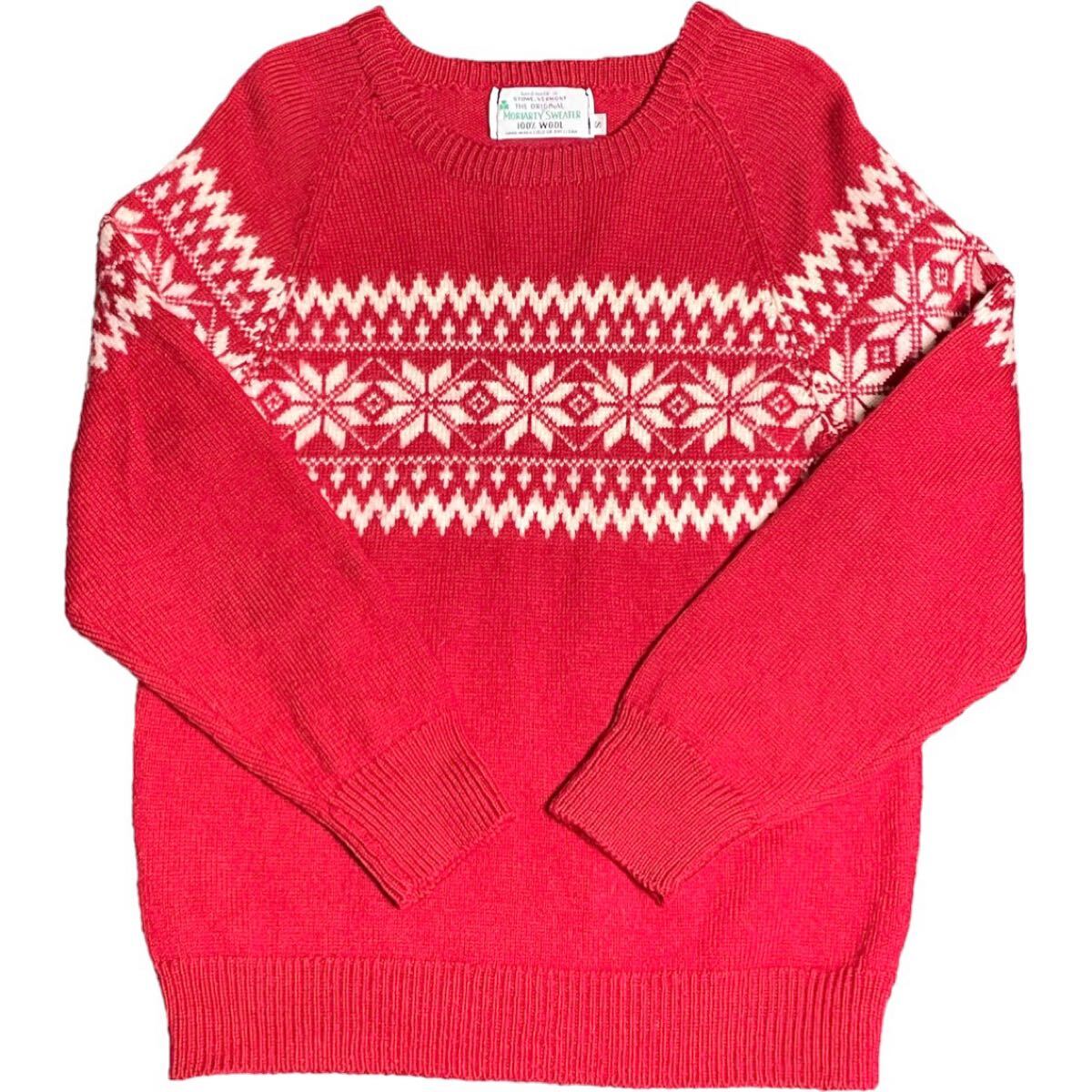 MADE IN USA製 MORIARTY SWEATER ノルディック柄ハンドメイドウールセーター レッド Sサイズ モリアーティーセーター アメリカ製 米国製拍卖