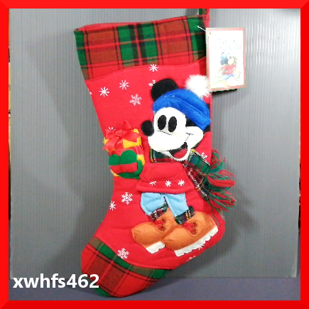 新品即決 Disney store 限定 クリスマス ミッキーマウス プレゼントソックス オーナメント サンタ 長靴型 プレゼント入れ 壁飾り zak拍卖