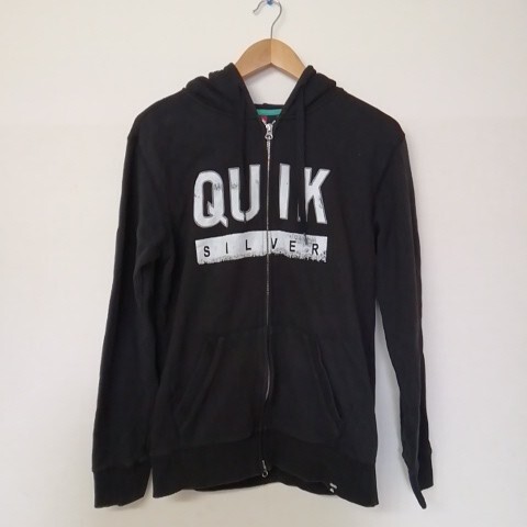 ★【古着】 QUICK SILVER(クイックシルバー) ジップアップパーカー(フルジップパーカー) Mサイズ ブラック拍卖