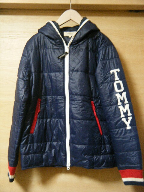 TOMMY 中綿フードジャケット サイズM A0213 紺 フード取り外し不可 トミーヒルヒガー拍卖