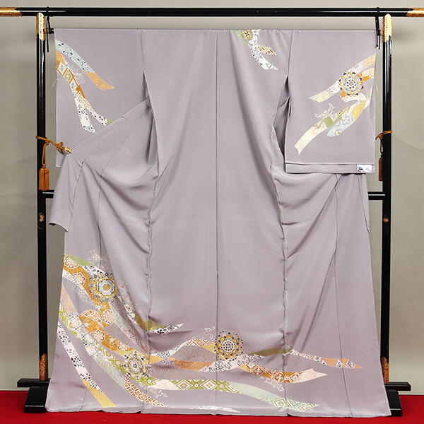 和遊館 即決eha3225 「桐壷」印 『菱健』 浜ちりめん 本加工 華文 訪問着 お仕立て付き拍卖