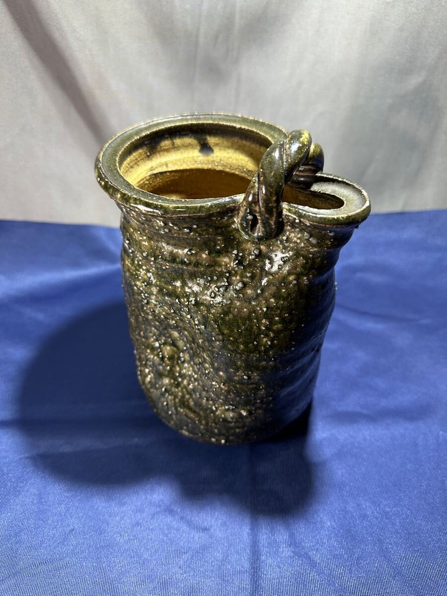 古仙堂 信楽焼 手付花入 花器/花瓶 生け花花器 陶器 在銘拍卖