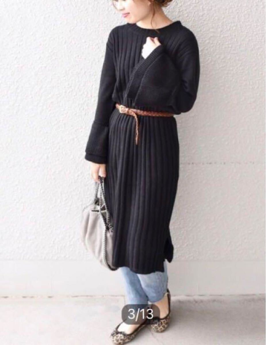 送料無料 カージュ khaju フレアスリーブ ニットワンピース拍卖