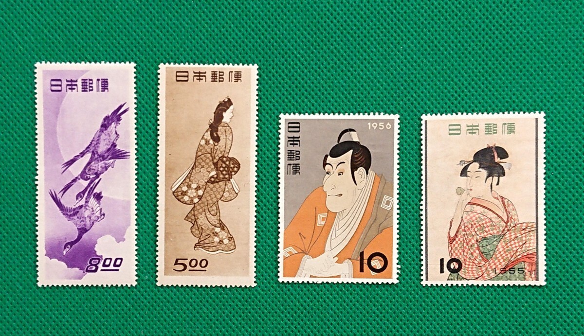 稀な最高品質!極上美品!見返り美人/月に雁/ビードロを吹く娘/東洲斎写楽/NH/VF/OG/シミ無/シワ無/糊艶良好/趣味週間/カタ価41,500円№713拍卖