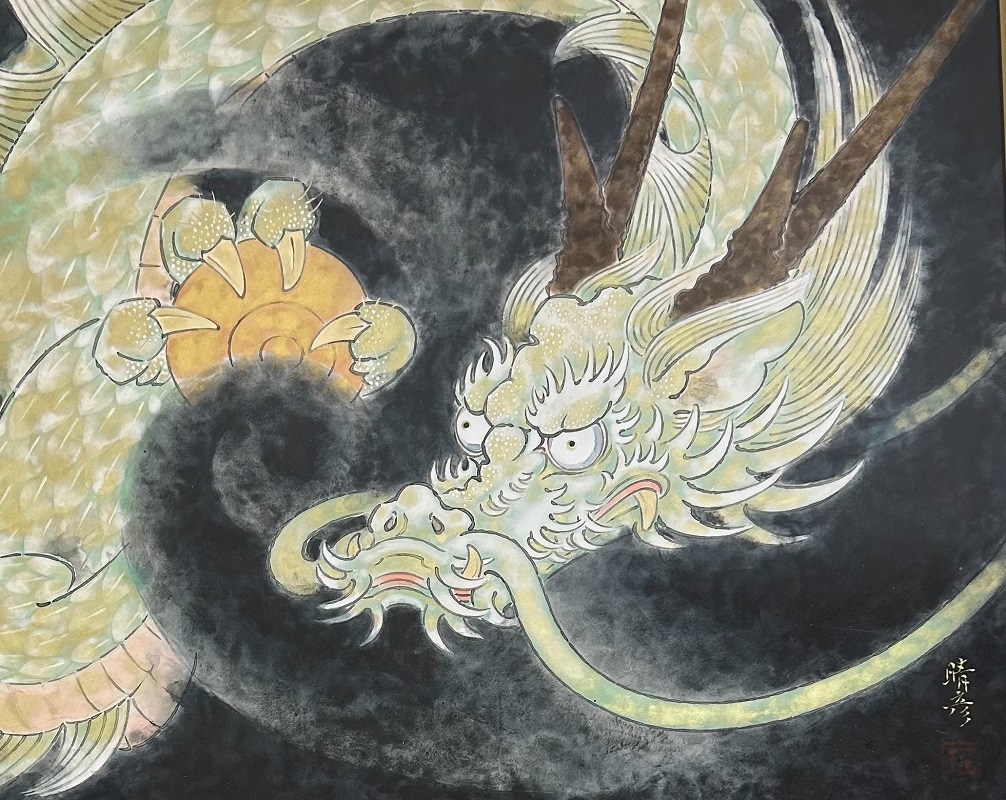 【 真作保証・送料無料 】 村田晴彦 「青龍」 日本画 8F拍卖