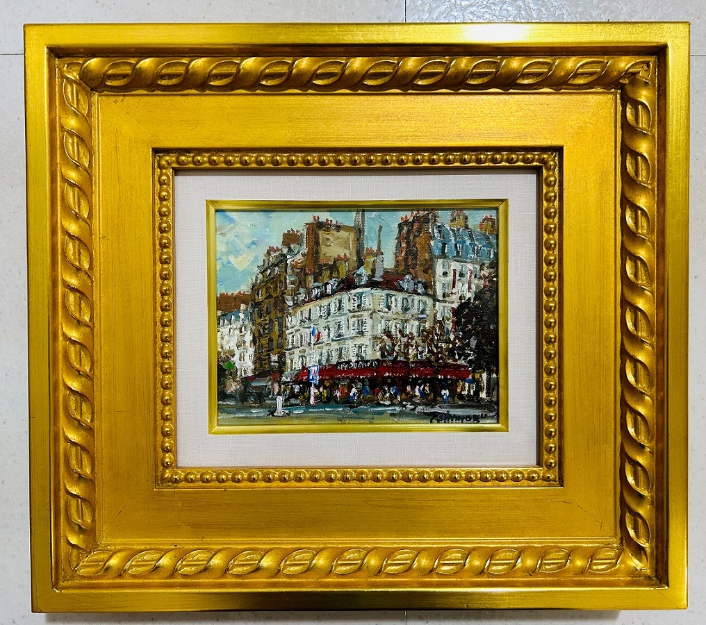 【 真作保証・送料無料 】 嶋津俊則 「パリの街角」 油彩画拍卖
