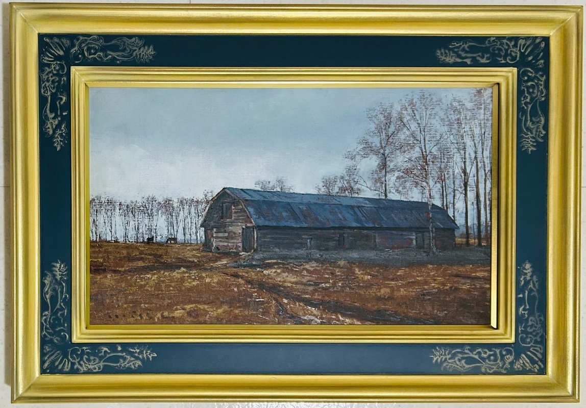 【 真作保証・送料無料 】 三栖右嗣 「牧舎のある風景」 油彩画 8M拍卖