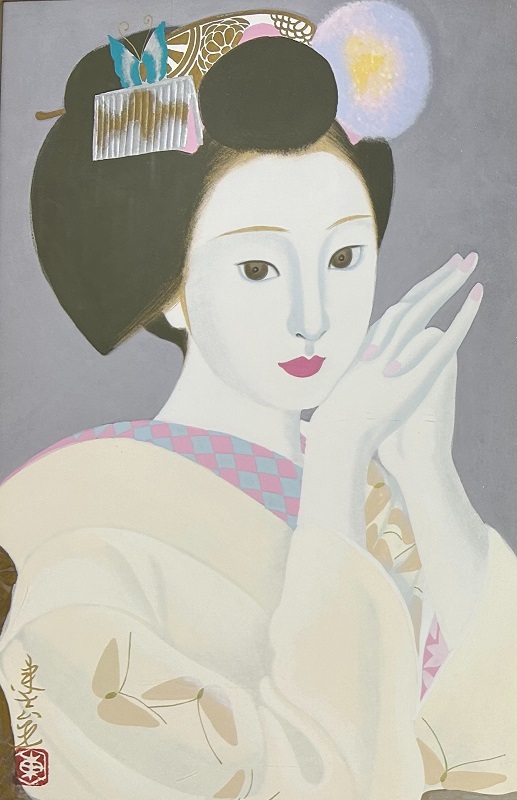 【 真作保証・送料無料 】 室井東志生 「舞妓」 日本画 6P拍卖