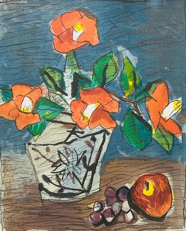 【 真作保証・送料無料 】 中川一政 「椿」 オリジナルリトグラフ ed100部拍卖