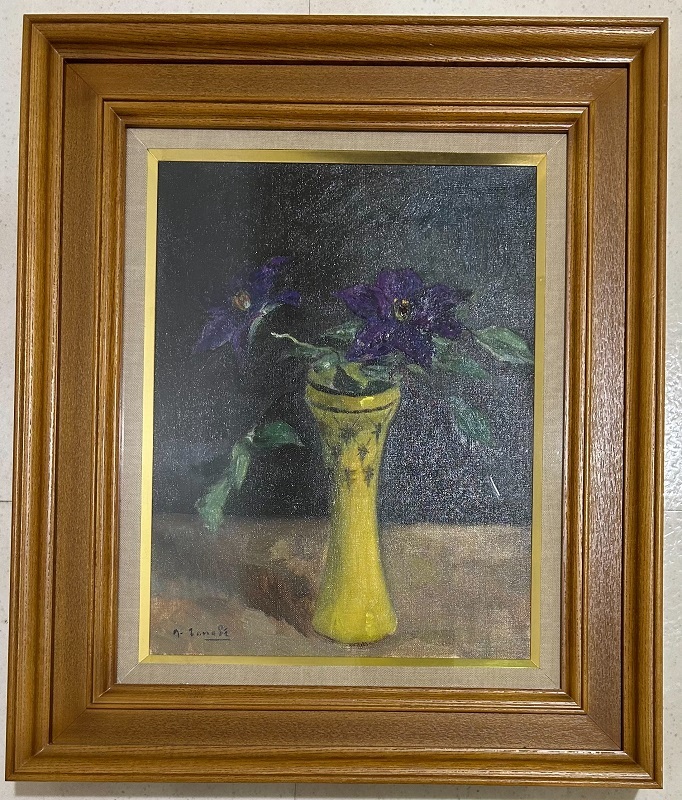 【 真作保証・送料無料 】 田辺至 「鉄線花」 油彩画6F拍卖