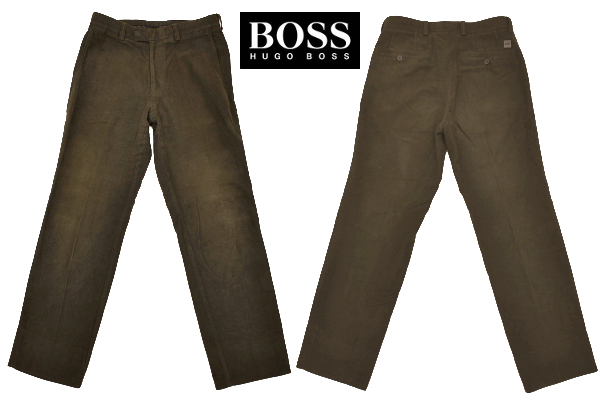 K-4760★美品★HUGO BOSS ヒューゴ ボス 4133 CHUCK★正規品 ルーマニア製 秋冬 ダークブラウンこげ茶色 起毛 パンツ 46 拍卖