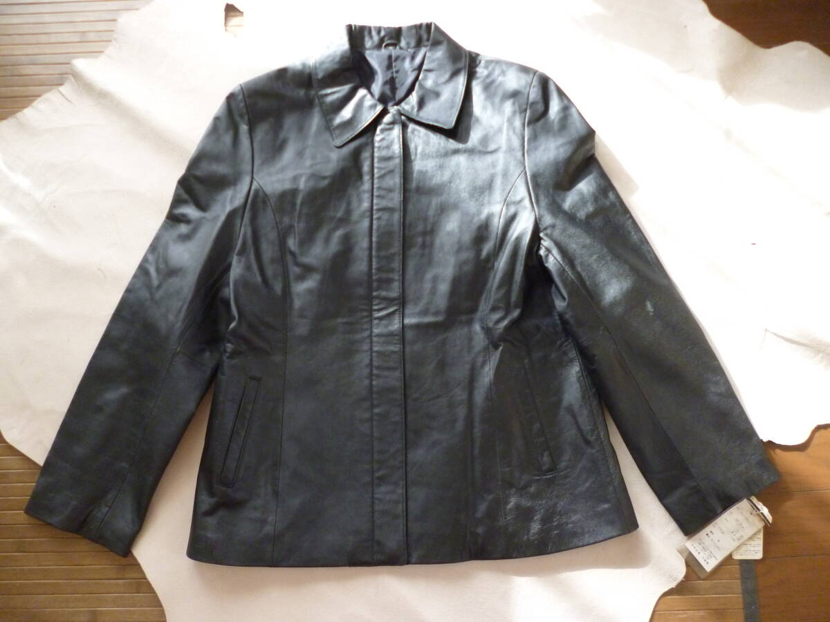 951-79♀:i'hiver アイハヴァー リヴェール 羊 ラム レザージャケット size.11 色.黒 参考上代¥98,000 新品旧作拍卖