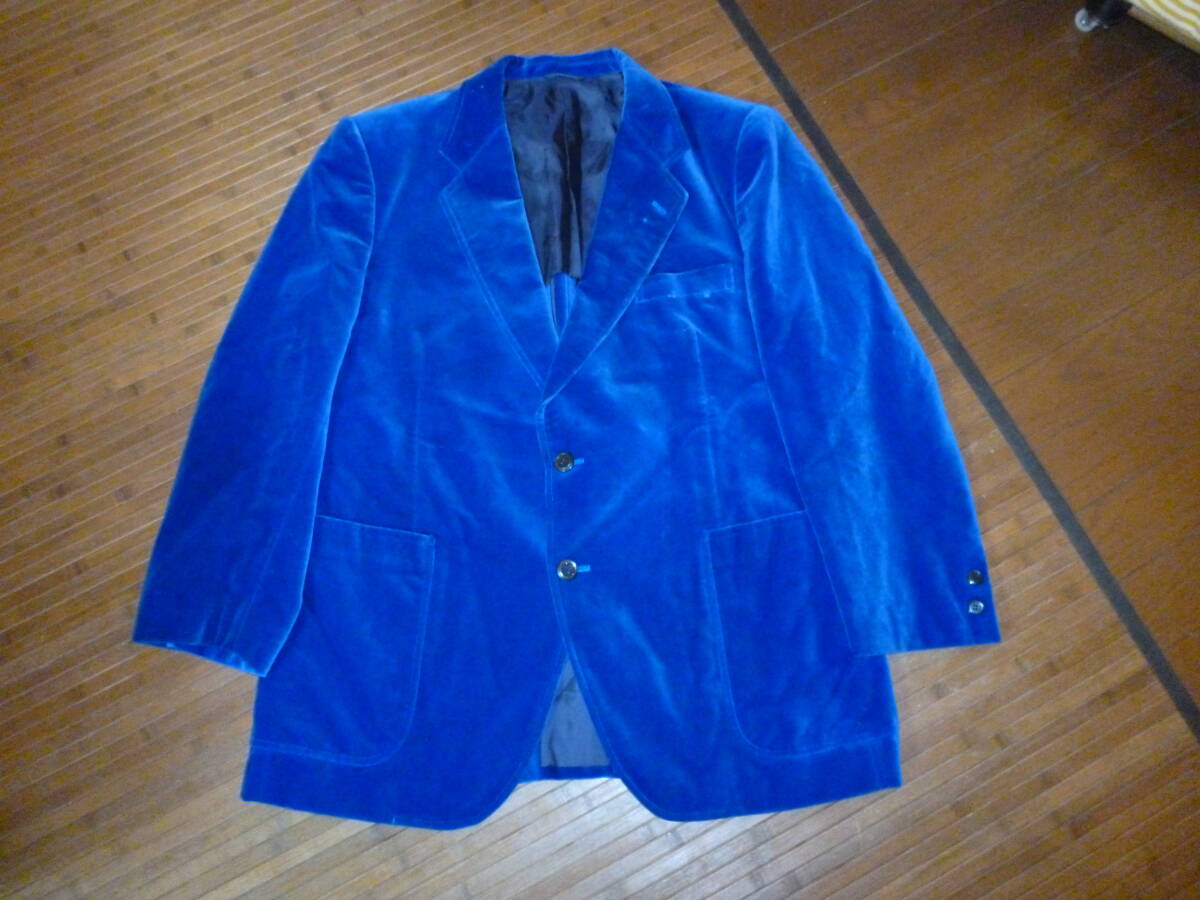 225-79♂:GLOBALIST mizuno グローバリスト 美津濃 ミズノ ベルベット テーラードジャケット センターベント size.4 色.コバルトブルー 拍卖