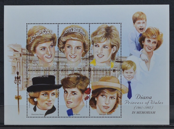 「TA154」中央アフリカ切手  ダイアナ妃拍卖