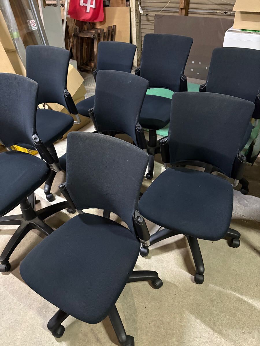 No.600770 PLUS(プラス) チェダーCチェア KC-W93SEL BK 肘なし 椅子 パソコンチェア オフィスチェア 8脚セット 中古品拍卖