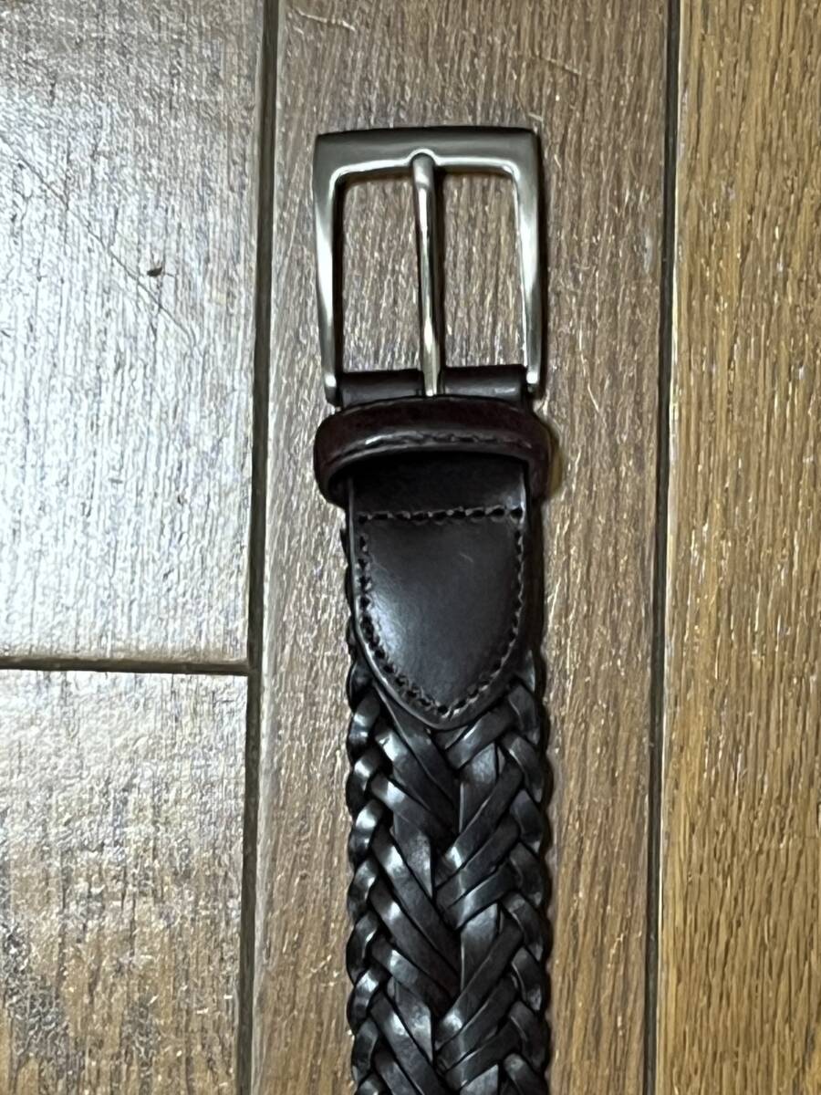 【質屋 尾張屋商店 東京】 (4696)☆未使用☆ 牛革メッシュベルト フリーサイズ 焦げ茶 拍卖