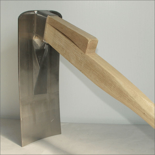 【神奈川方面向き】鉄(磨き)神奈川型 平鍬 中 柄付 樫3尺5寸(1050mmこぶ付)柄付拍卖