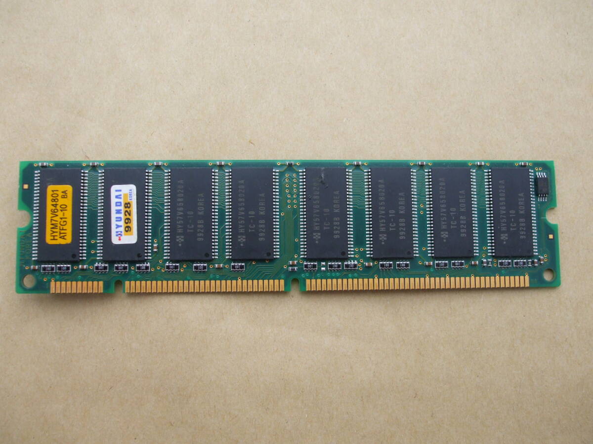 即決★ 64MB Hyundai SDRAM 168pin PC-66 HYM7V64801 ATFG1-10 デスクトップ向けメモリー 1枚 片面実装拍卖