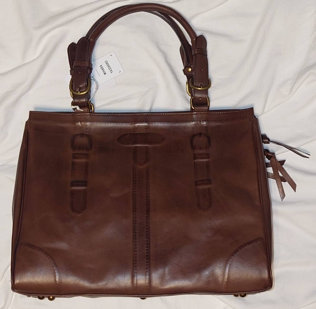 MIHARA YASUHIRO 炙り出し ビジネストートバッグ ブラウン 新品 日本製 幅39cm A4ファイル対応拍卖