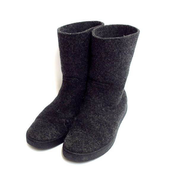 CHANEL シャネル フェルト生地 ココマーク ブーツ #39 約25cm向き グレー【送料無料】【質屋かんてい局横浜港南店】中古品 used B拍卖
