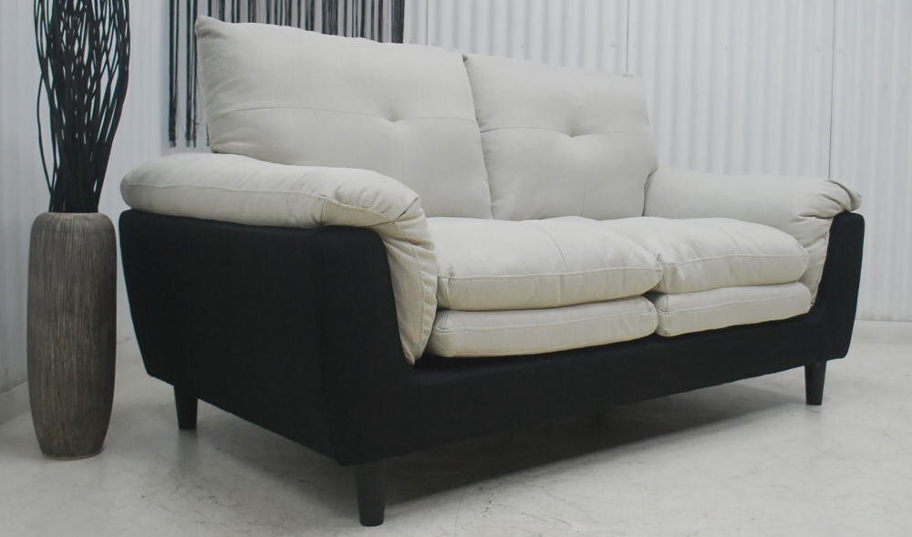 大特価 アウトレット 展示品 送料無料 現品限りスタイリッシュモダン お洒落なツートンカラー ファブリック 布製 二人掛 ソファー拍卖