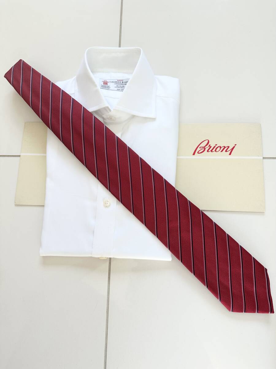 ■ 新品 Brioni ブリオーニ 定価 4万0,700円 永久定番バーガンディレッド シルク タイ ネクタイ スーツ マリネッラ kiton 46 Zilli 44拍卖