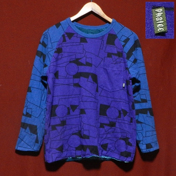 phatee ファッティー リバーシブル 総柄 スエット スウェット トレーナー ベロア 紫 / 青紺 / 青緑 F M 〜 L 美品拍卖