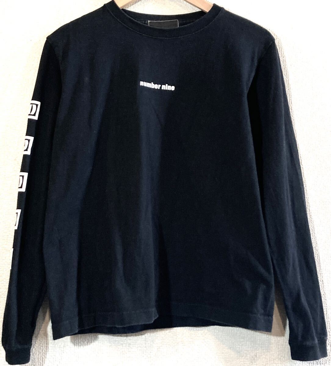 NUMBER(N)INE☆ロングTシャツ☆N(N)☆ロゴデザイン☆アームプリント☆ボックスロゴ グランジ ナンバーナイン 定価7000円 レディース 黒拍卖
