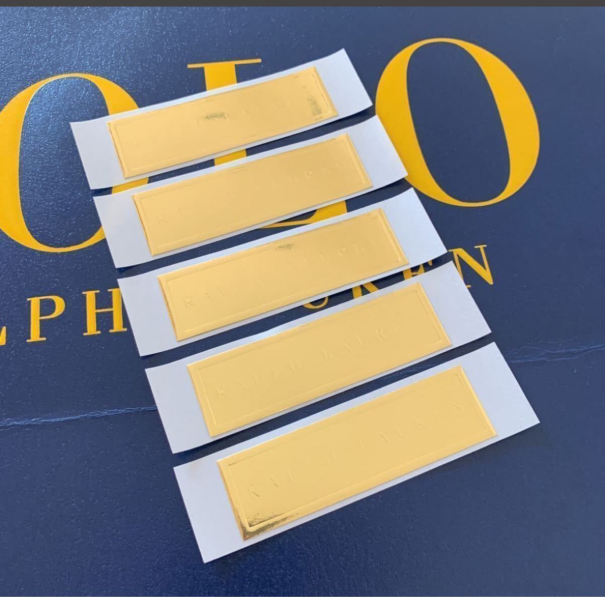 RALPH LAUREN ラルフローレン シール 5枚 ゴールド ロゴステッカー パソコンノート リメイクアクセント ギフト プレゼント 新品 レア拍卖