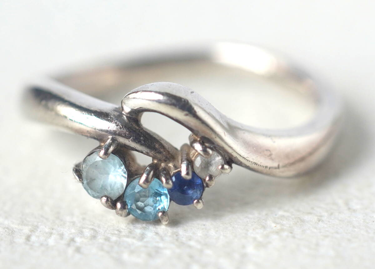 シルバー950製 クレージュ ブルーストーン付きリング 約11号 Courreges拍卖