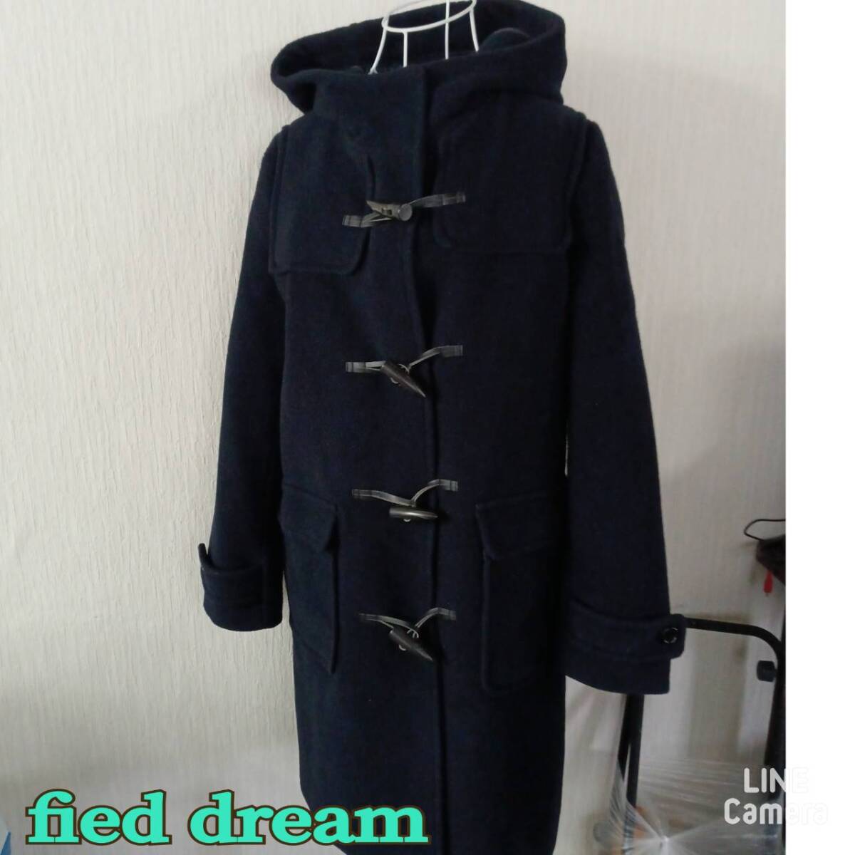 fied dream ◆ フード付き ダッフルコート Lサイズ 濃紺 ロング丈 ◆ レディース アウター 現状品拍卖
